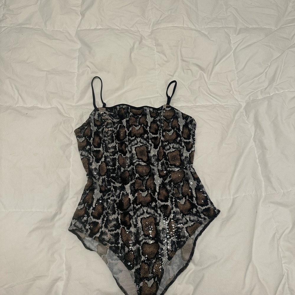 Snake sequin Print Bodysuit